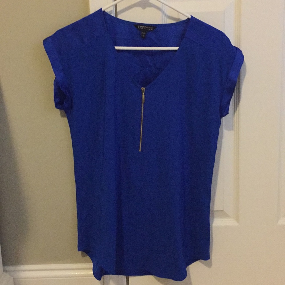 Blue Express top with gold zipper